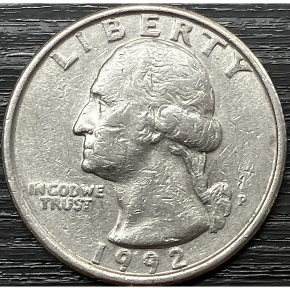 1992-P Washington Quarter 25 C Rare Wounded Eagle Strike on Reverse w/ Video - Picture 3 of 16